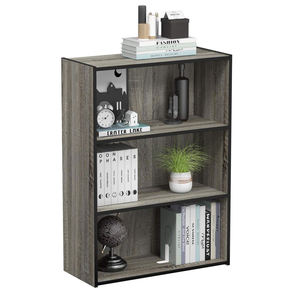 HOMLUX 3-Tier Open Shelf Bookcase in French Oak, , large