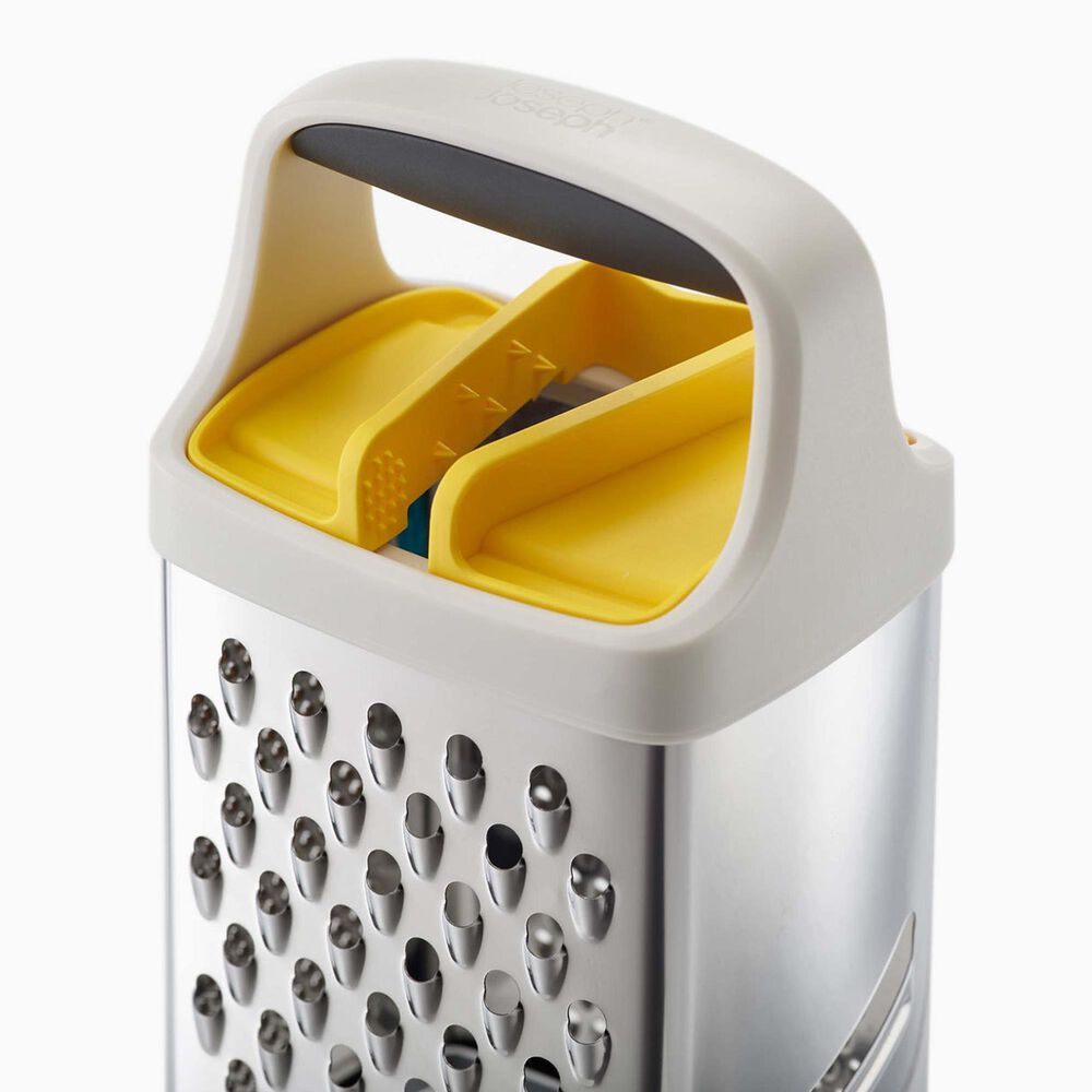 Joseph Joseph Multi-Grip Box Grater with Precision Food-Grip in Stone and Yellow, , large