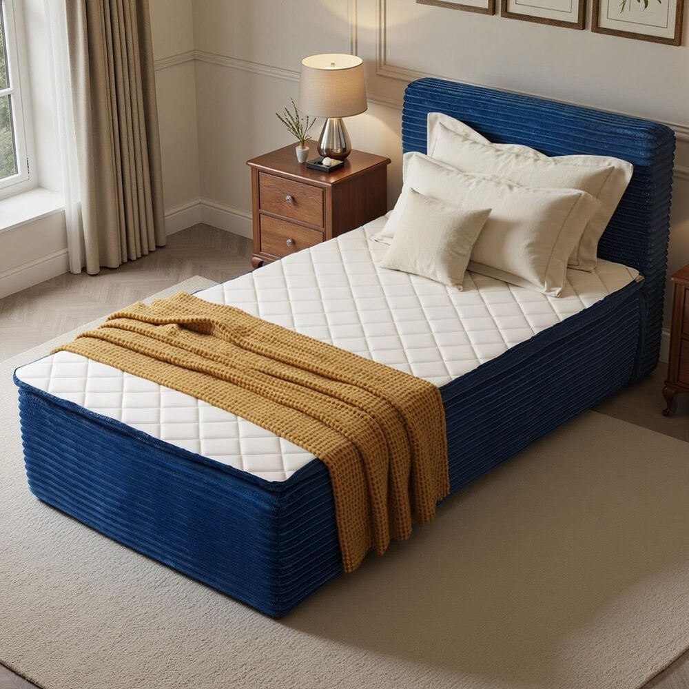 HOMLUX Plush Twin Mattress with Blue Headboard, , large