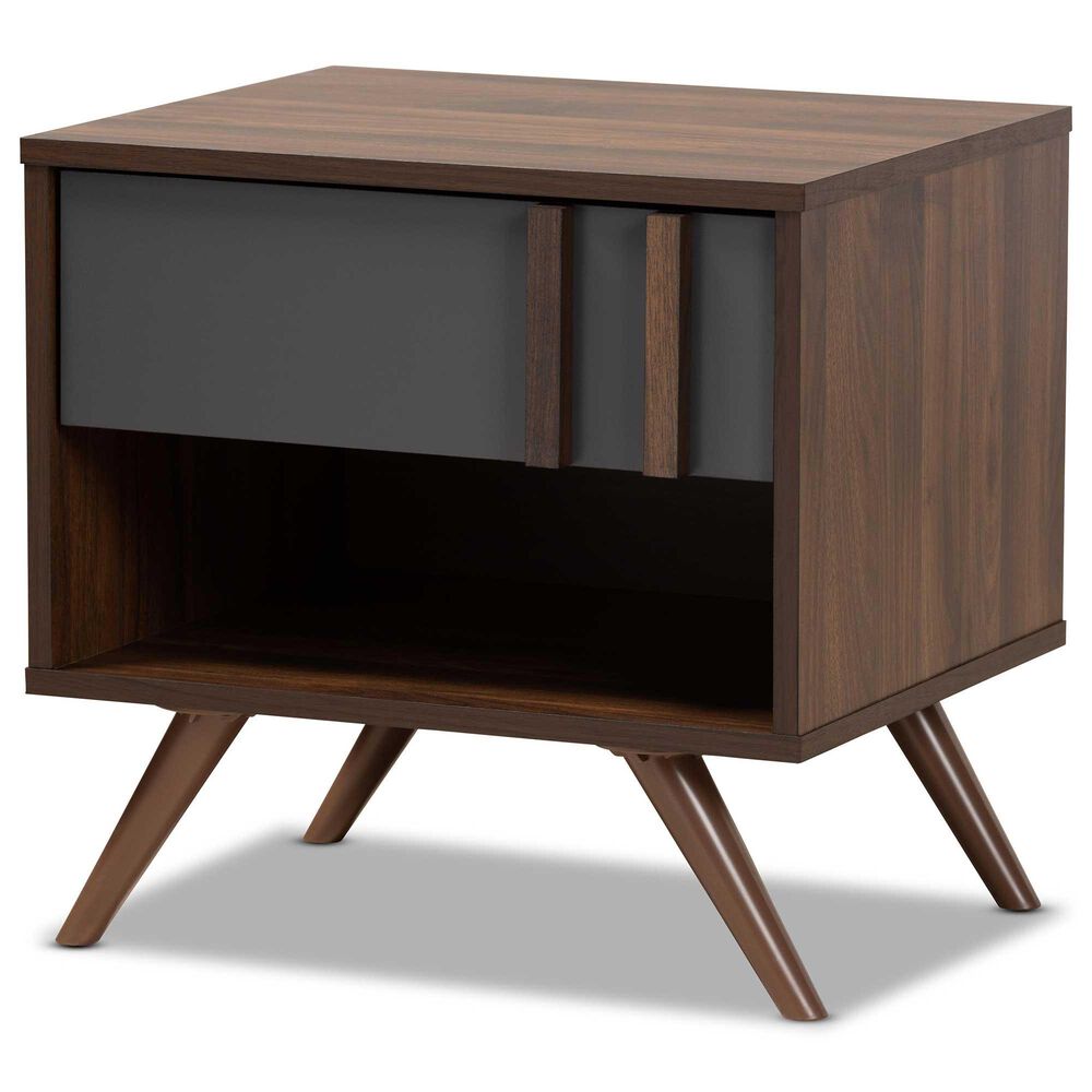 Baxton Studio Naoki 1 Drawer Nightstand in Grey/Walnut, , large