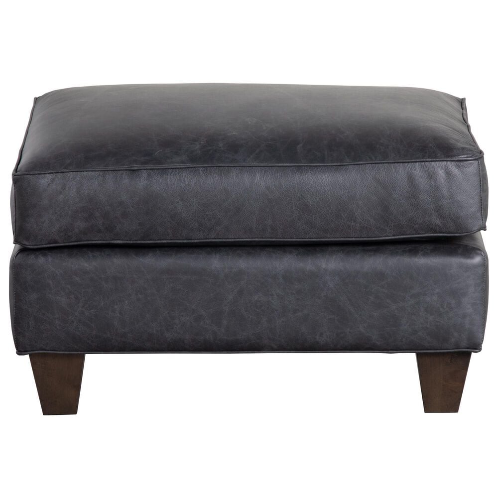Hickorycraft Leather Ottoman in Dark Gray, , large