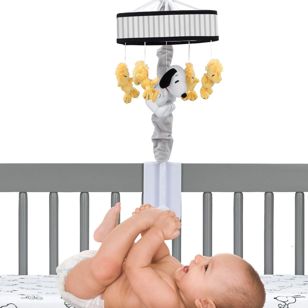 Lambs and Ivy Classic Snoopy Musical Baby Crib Mobile in Black and Yellow, , large
