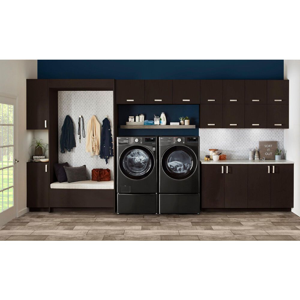 LG 7.4 Cu. Ft. Smart Front Load Electric Dryer with TurboSteam in Black Steel, , large