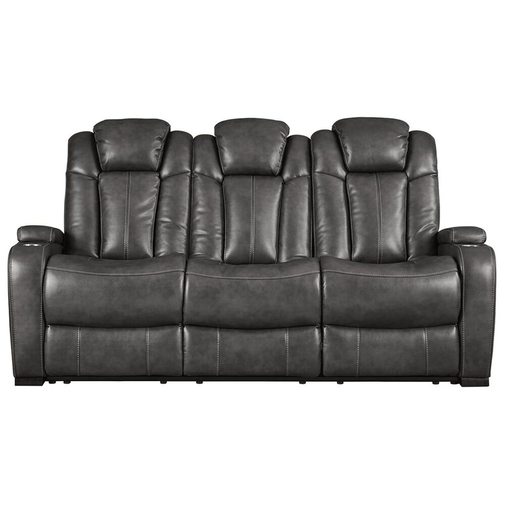 Signature Design by Ashley Turbulance Power Reclining Sofa with Adjustable Headrest in Quarry, , large