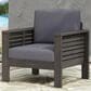 Hearth and Haven Outdoor Acacia Wood Club Chair with Dark Gray Cushions in Gray, , large