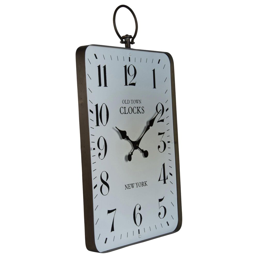 VIP Home and Garden 36" Metal Wall Clock in White and Black, , large