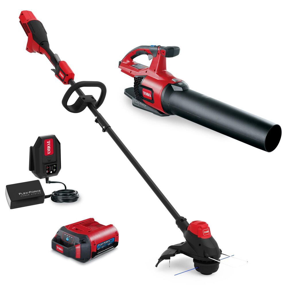 Toro 490 CFM Cordless String Trimmer and Leaf Blower Combo Kit in Red, , large