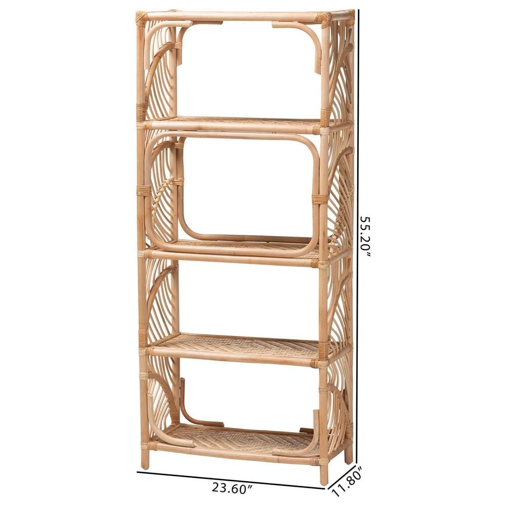 Baxton Studio Baara 4-Shelf Bookcase in Natural Brown, , large