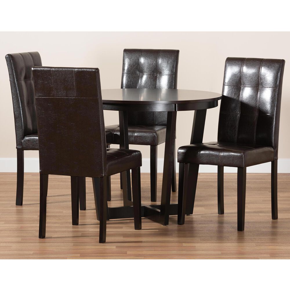 Baxton Studio Vida 5-Piece Dining Set in Dark Brown/Dark Brown, , large