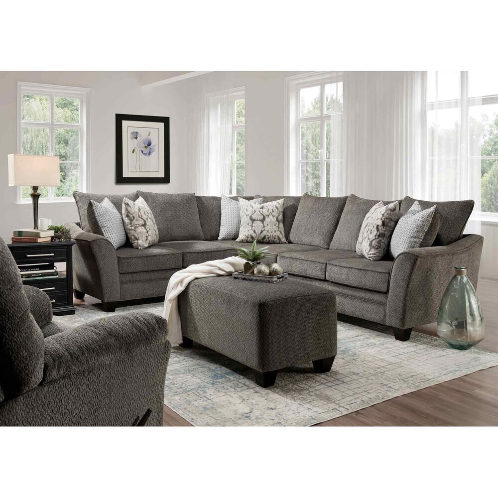 Moore Furniture Fairmont 2-Piece Stationary Left Arm Facing Sectional in Shasta Charcoal, , large