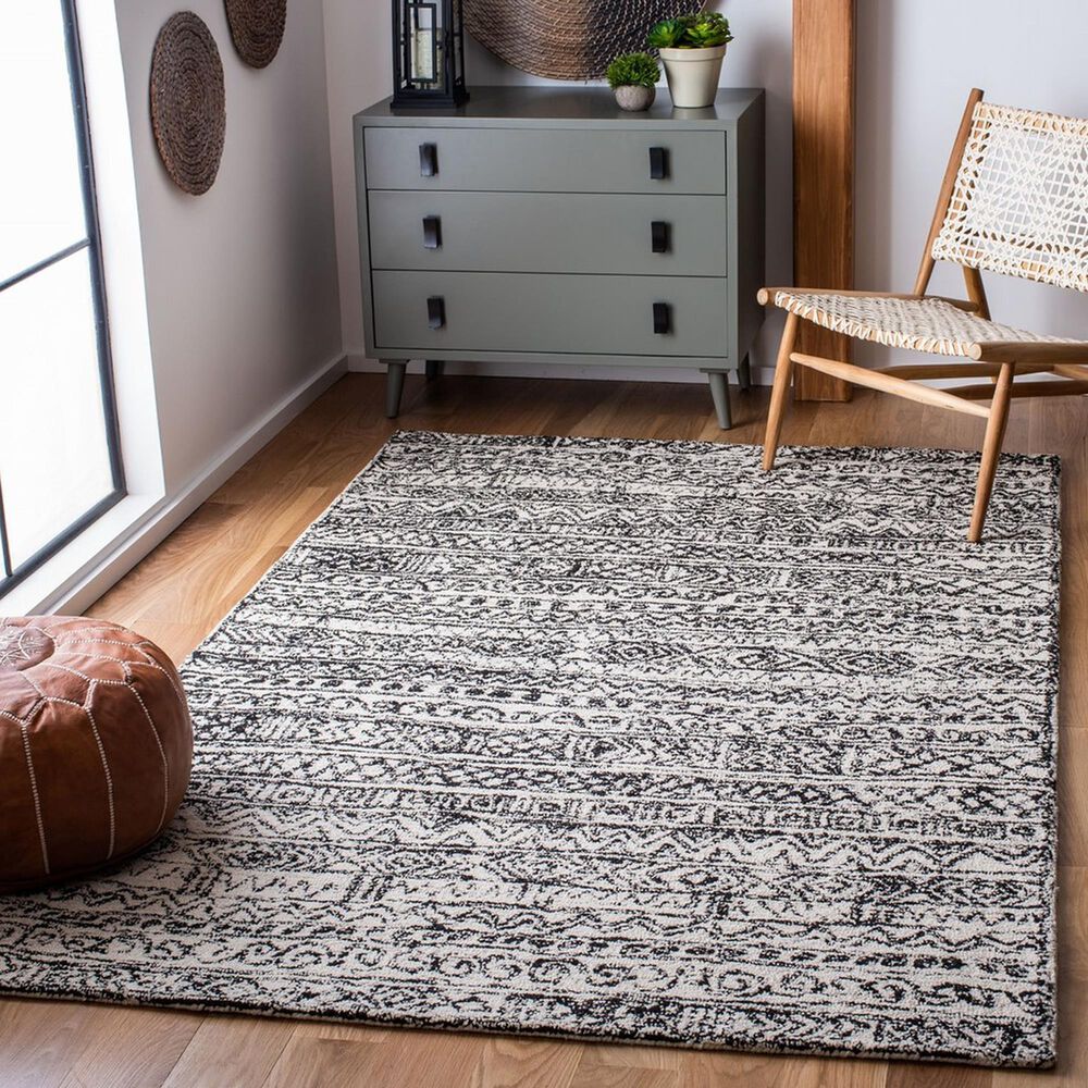 Safavieh Micro-Loop MLP228A 4&#39; x 6&#39; Ivory and Black Area Rug, , large