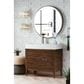 James Martin Vanities Linear 36" Single Bathroom Vanity in Mid Century Walnut with 13 cm Glossy White Solid Surface Top and Rectangular Sink, , large
