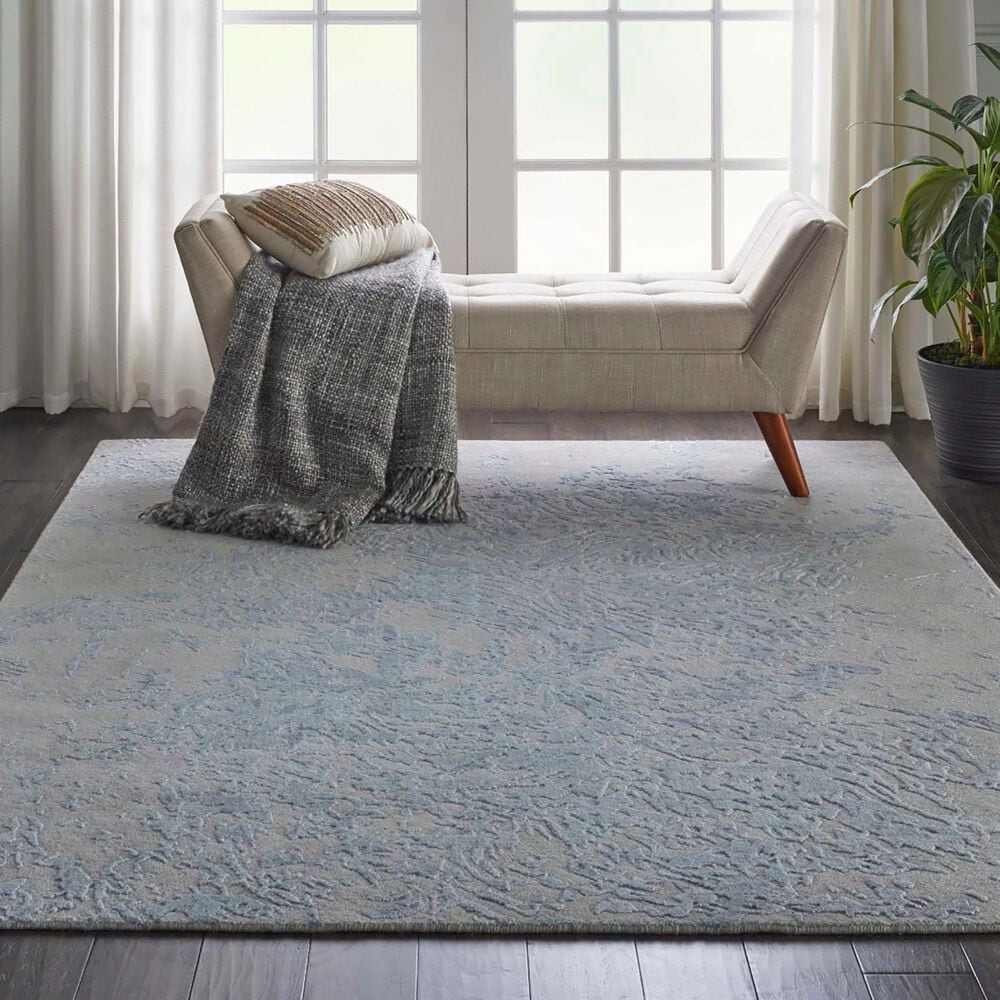 Nourison Silk Shadows 3&#39;9&quot; x 5&#39;9&quot; Grey and Blue Area Rug, , large
