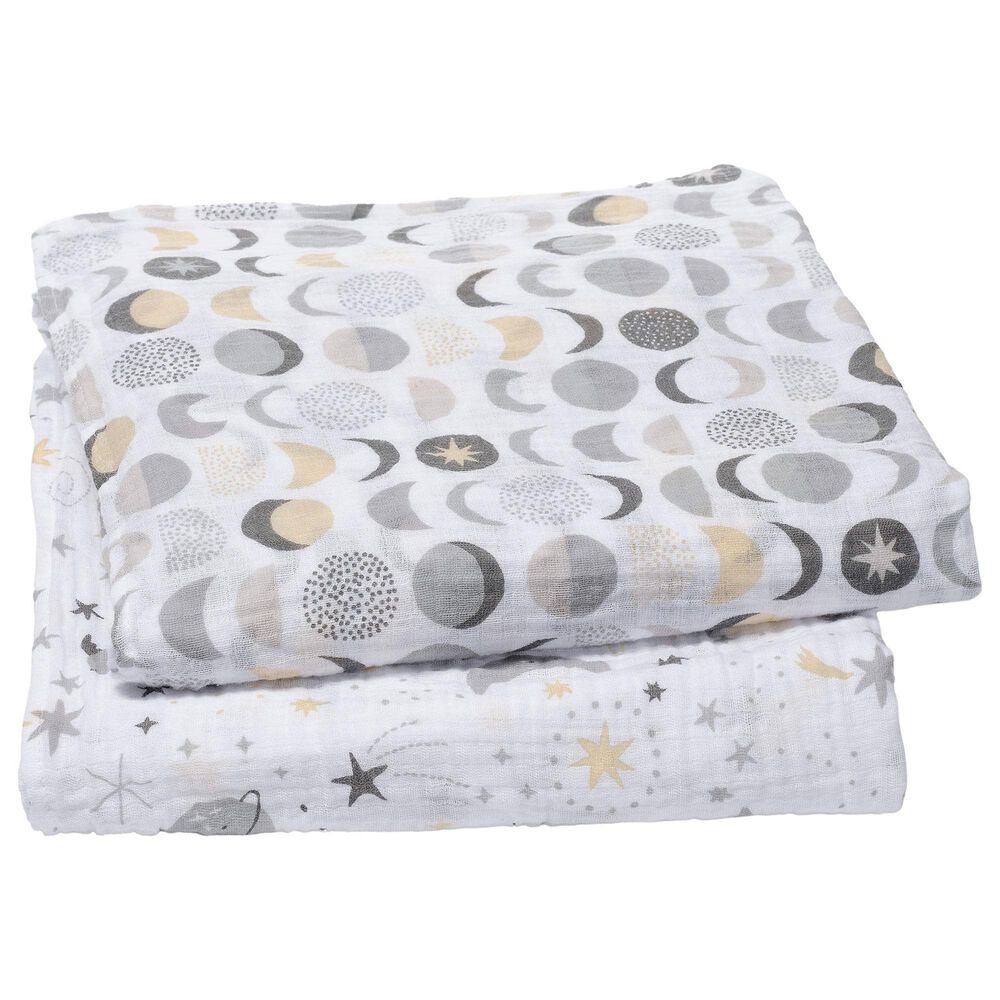 Lambs &amp; Ivy Little Star 2-Piece Muslin Swaddle Blanket Set in White, , large
