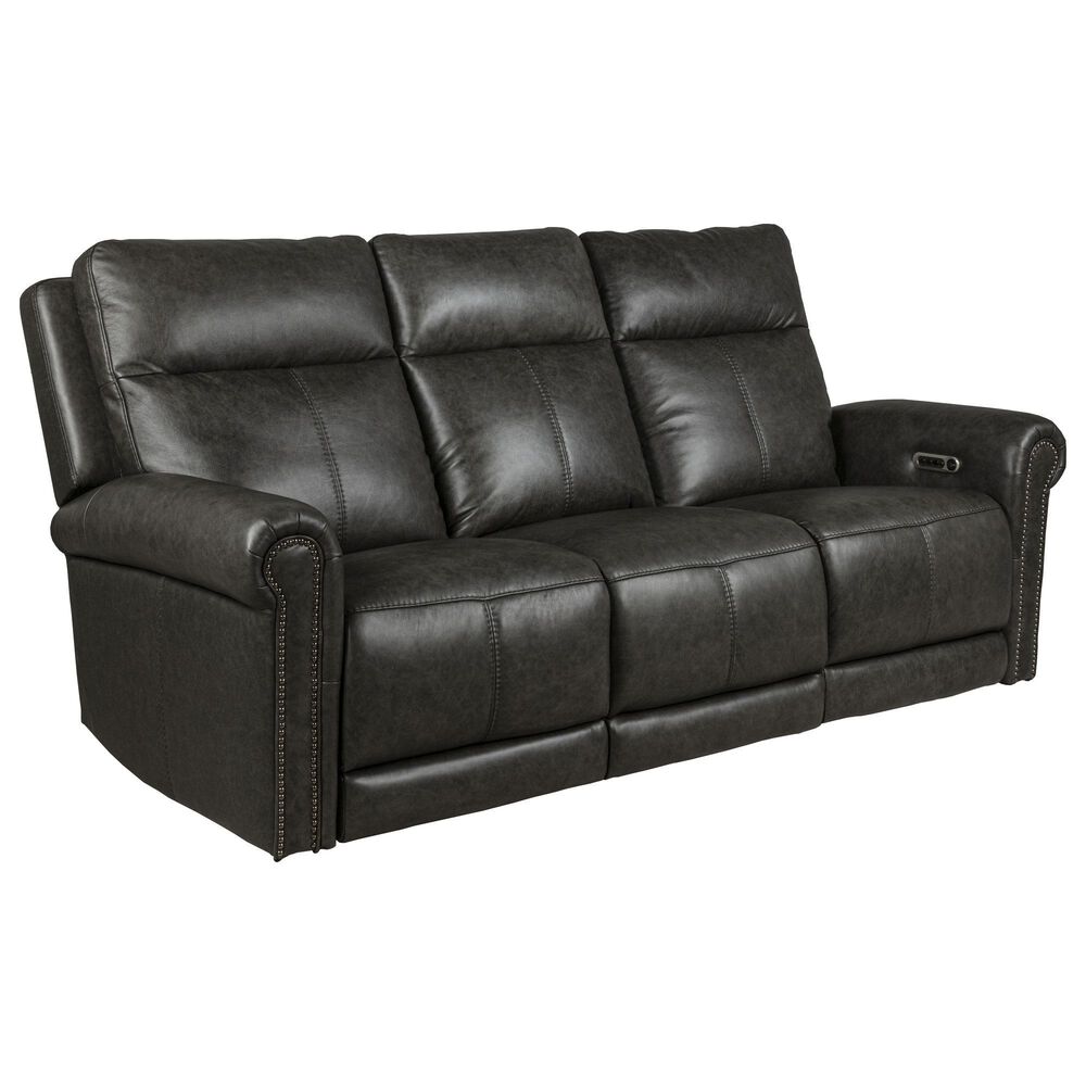 Flexsteel Alexander Power Reclining Sofa with Console Headrest and Lumbar in Weathered Stone, , large