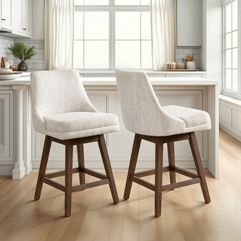 Armen Living Branson 26" Swivel Counter Height Stool in Brown, , large