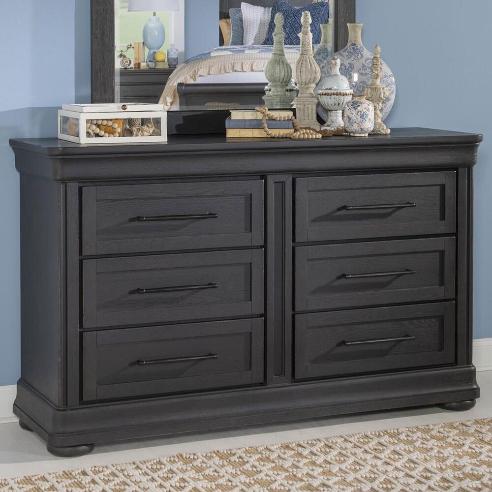 Legacy Classic Vintage Market 6-Drawer Dresser in Kettle Black with AC Outlets and USB Ports, , large