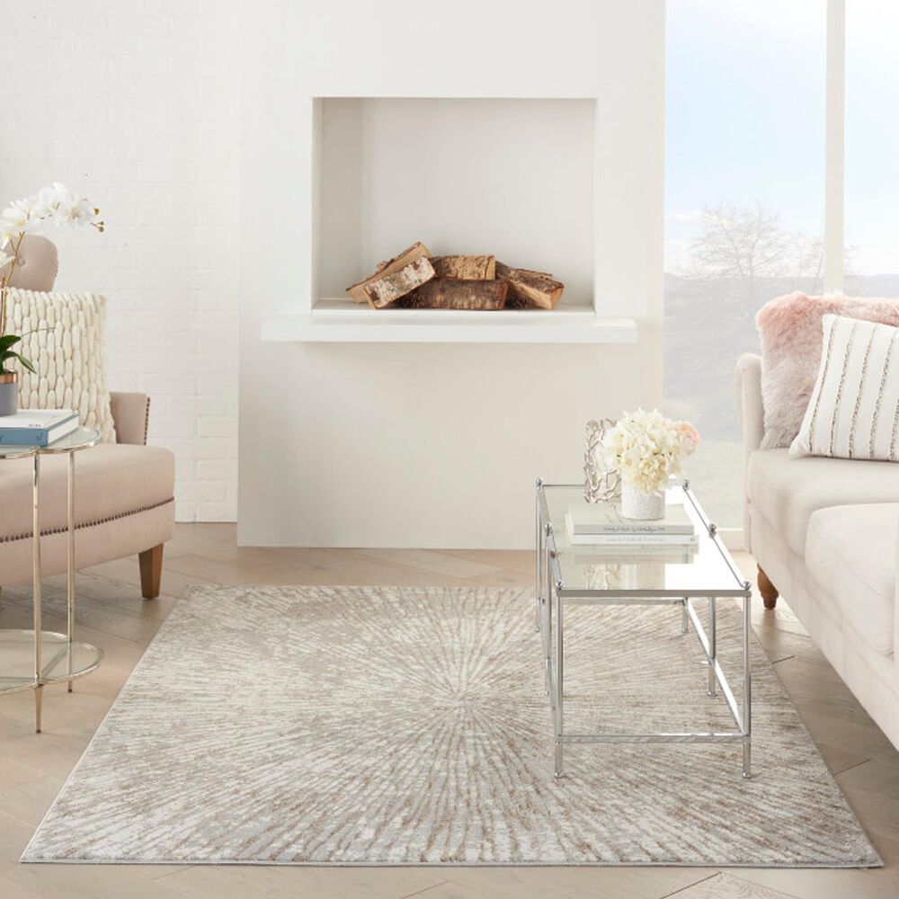 Nourison Metallic 5&#39;3&quot; x 7&#39;3&quot; Grey Mocha and Gold Area Rug, , large