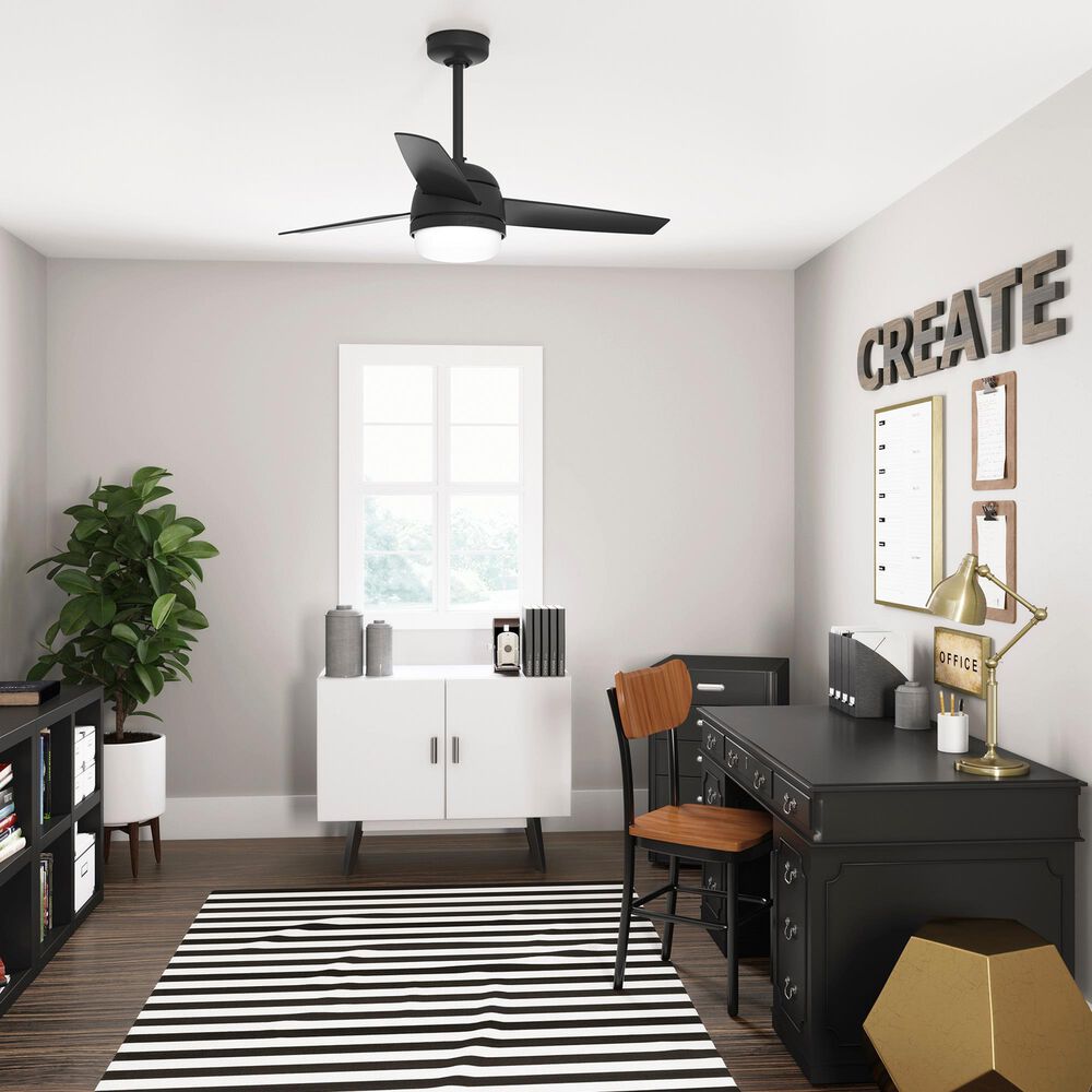 Hunter Midtown 48&quot; Ceiling Fan with LED Lights in Matte Black, , large