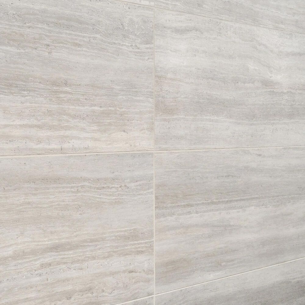 Soho Studio Zenit Grigio Chiaro Gray 12" x 24" Travertine Look Matte Porcelain Tile, , large