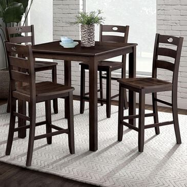 Furniture of America Lubbock 5-Piece Counter Height Dining Set in Expresso, , large