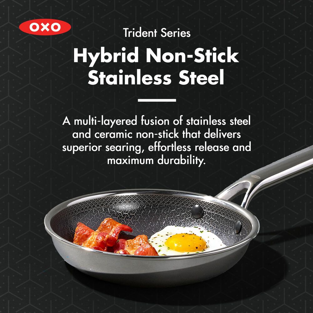 Green Pan Trident Hybrid 8" Nonstick Open Frypan in Stainless Steel, , large
