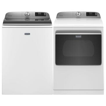 Maytag 5.3 Cu. Ft. Top Load Washer and 7.4 Cu. Ft. Electric Dryer Laundry Pair in White, , large