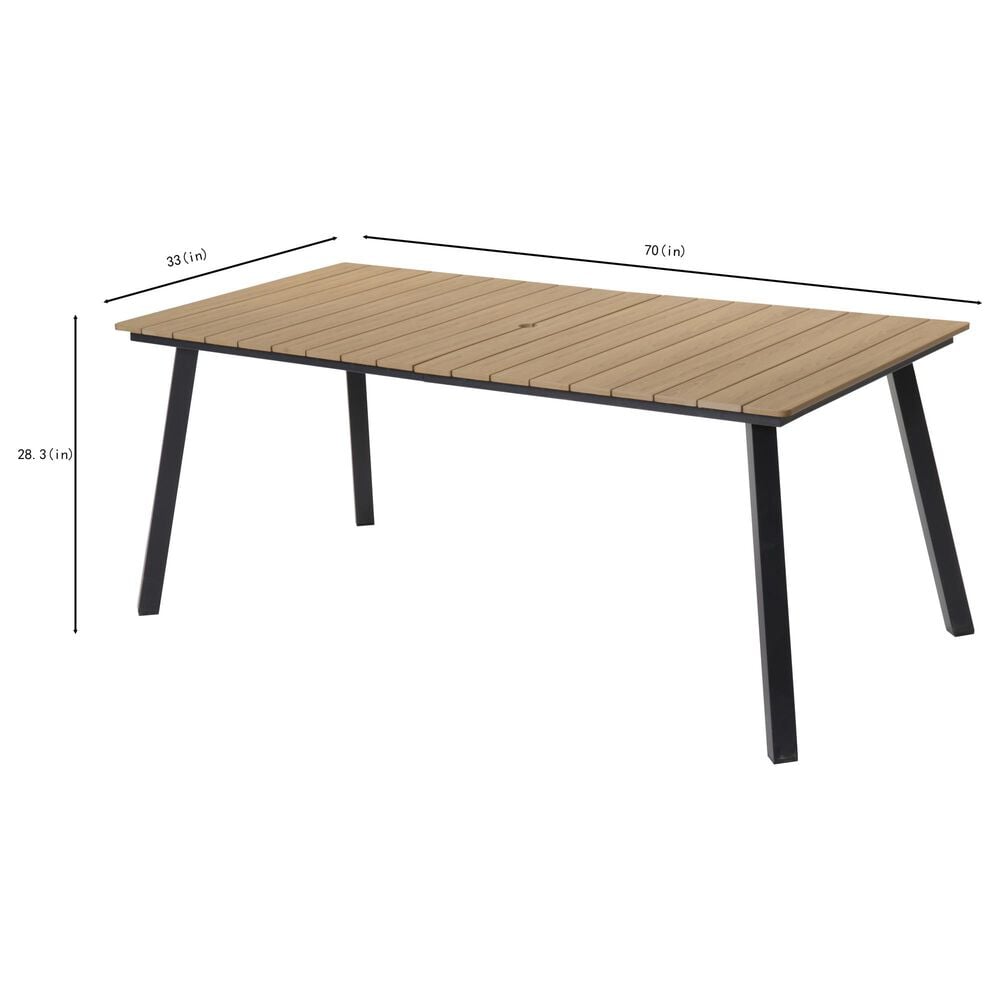 Hearth and Haven 7-Piece Outdoor Rectangular Dining Set with Beige Cushion in Black, , large