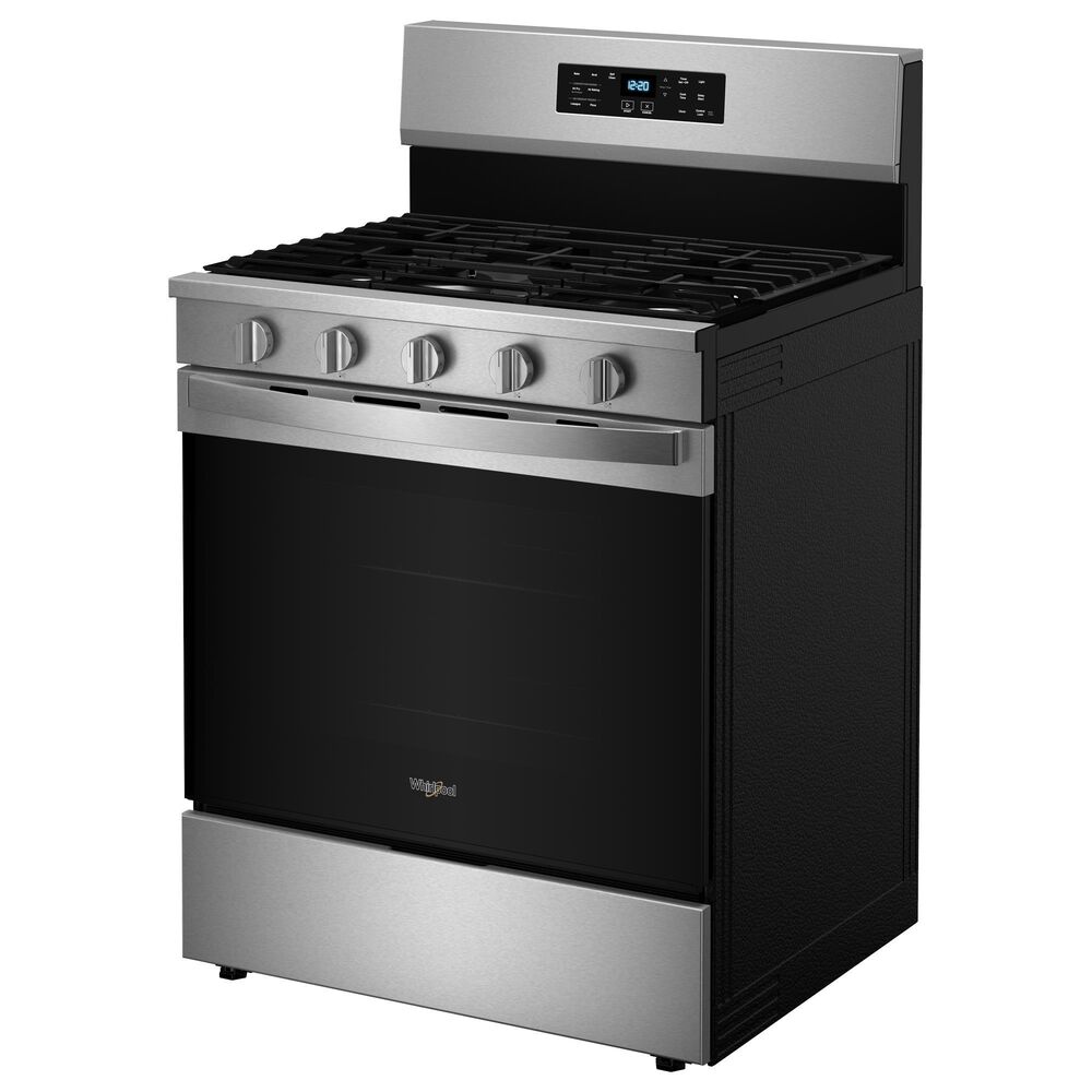 Whirlpool 2-Piece Kitchen Package with 5 Cu. Ft. Freestanding Gas Range and Over-the-Range Microwave in Fingerprint Resistant Stainless Steel, , large