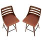 Lumisource Trevi Swivel Counter Stool with Orange Cushion in Walnut and Black (Set of 2), , large