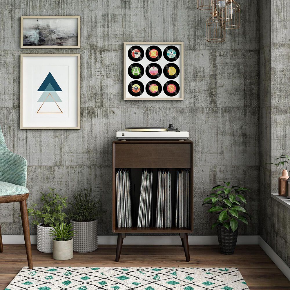 Novogratz Brittany Turntable Stand In Walnut Nebraska Furniture Mart