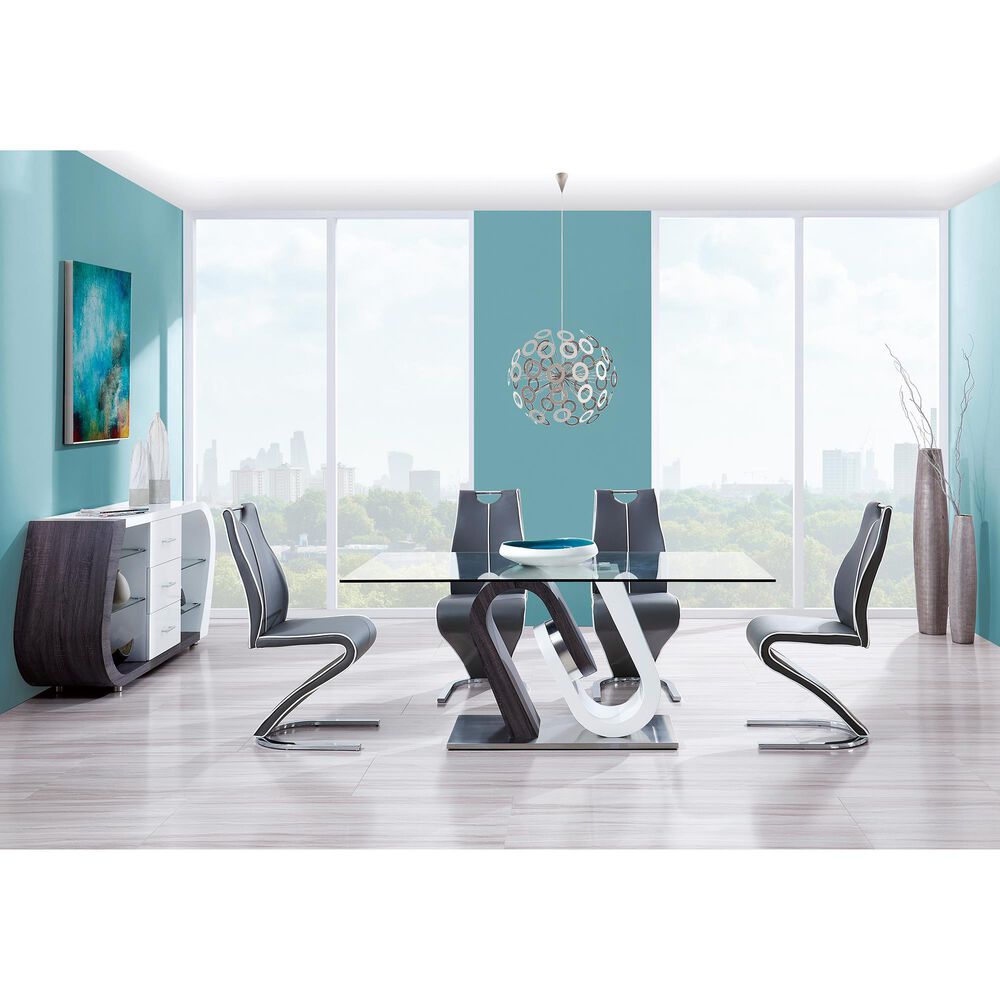 Global Furniture USA Dining Table in Clear, Grey, White and Polished Chrome - Table Only, , large