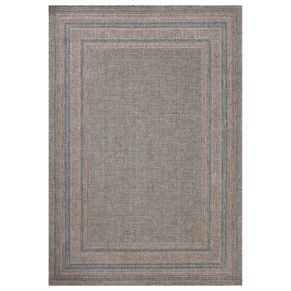 Amber Lewis x Loloi Topanga 5"3" x 7"6" Natural and Teal Indoor/Outdoor Area Rug, , large