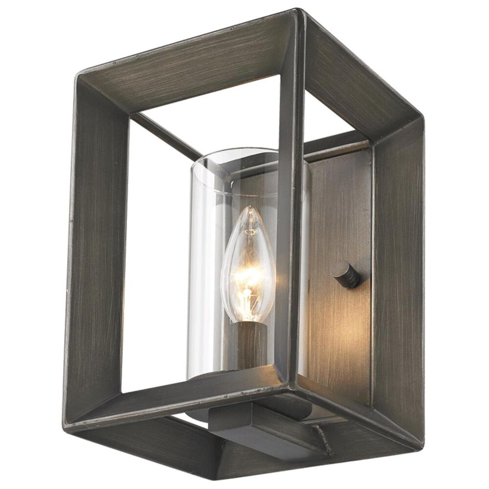 Golden Lighting Smyth 1-Light Wall Sconce in Gunmetal Bronze with Clear Glass, , large