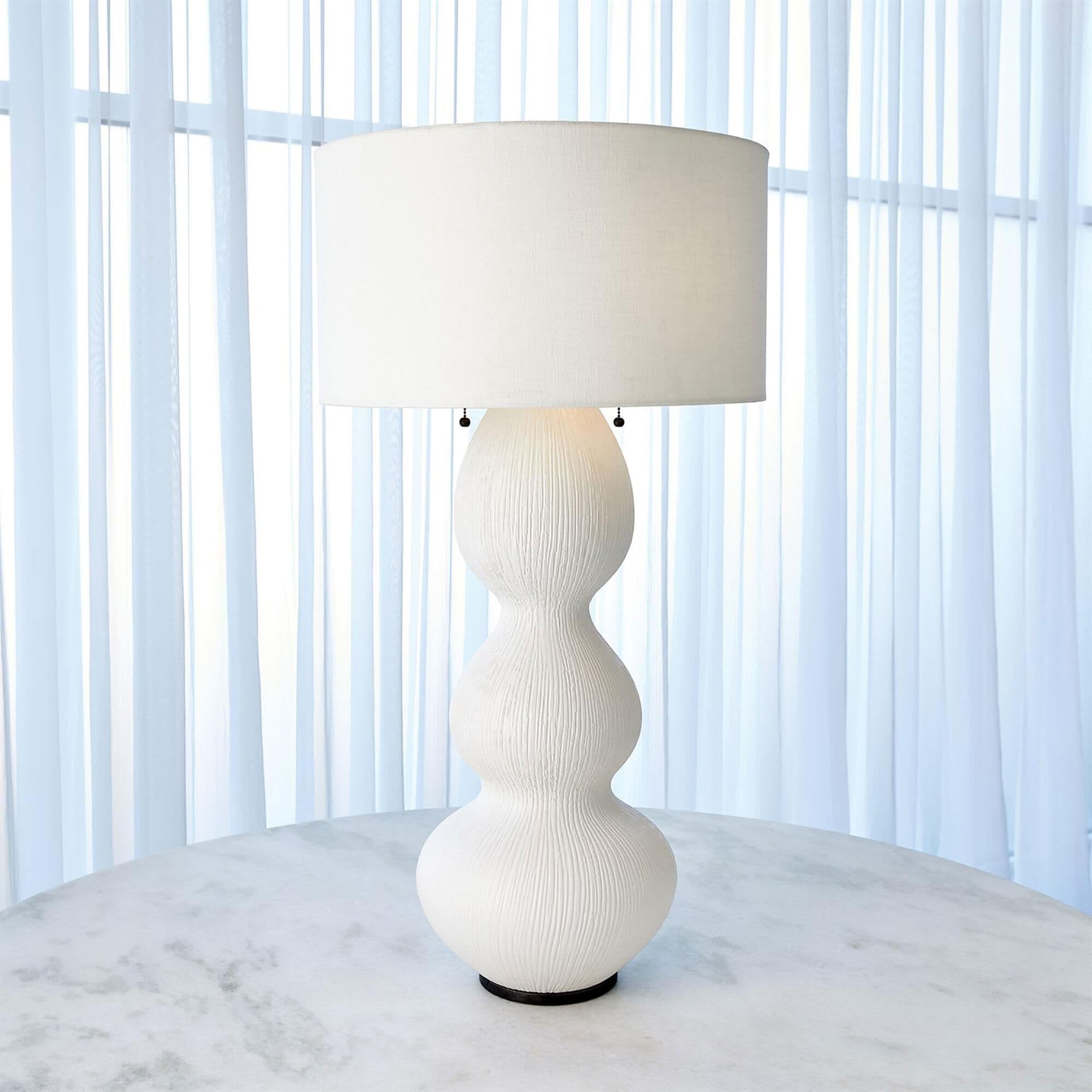Global Views Torch Table Lamp in Matte White and Black NFM