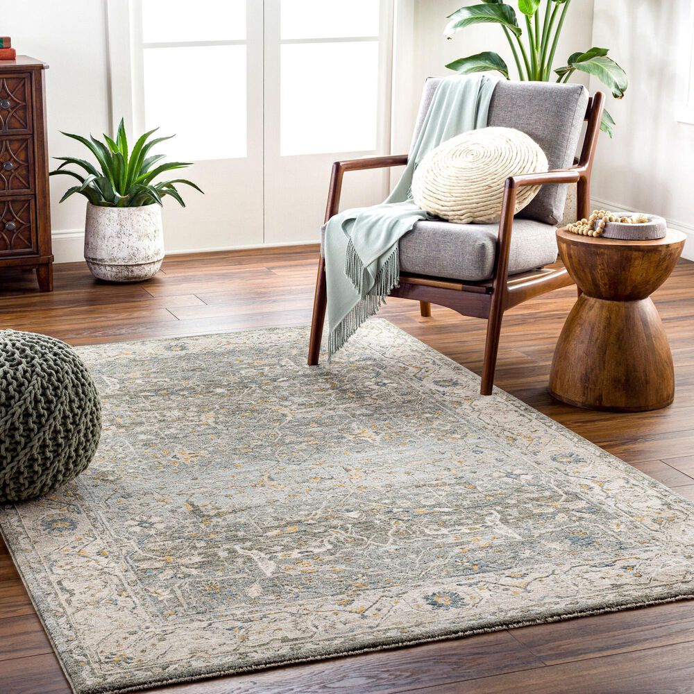 Surya Dresden Deep Teal, Dusty Sage, Taupe, Off-White, Light Gray, Olive and Mustard 7'10" x 10'2" Area Rug, , large