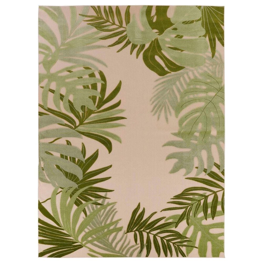 Nourison Aloha ALH40 10" x 14" Ivory and Green Indoor/Outdoor Area Rug, , large