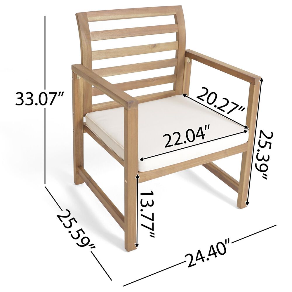 Hearth and Haven Outdoor Club Chair with White Cushion in Natural &#40;Set of 2&#41;, , large