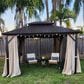 HOMLUX 10" x 12" Outdoor Hardtop Gazebo with Galvanized Steel Double Roof in Brown, , large