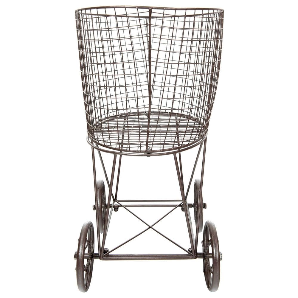Creative Coop Metal Rolling Laundry Cart with Rack in Brown, , large