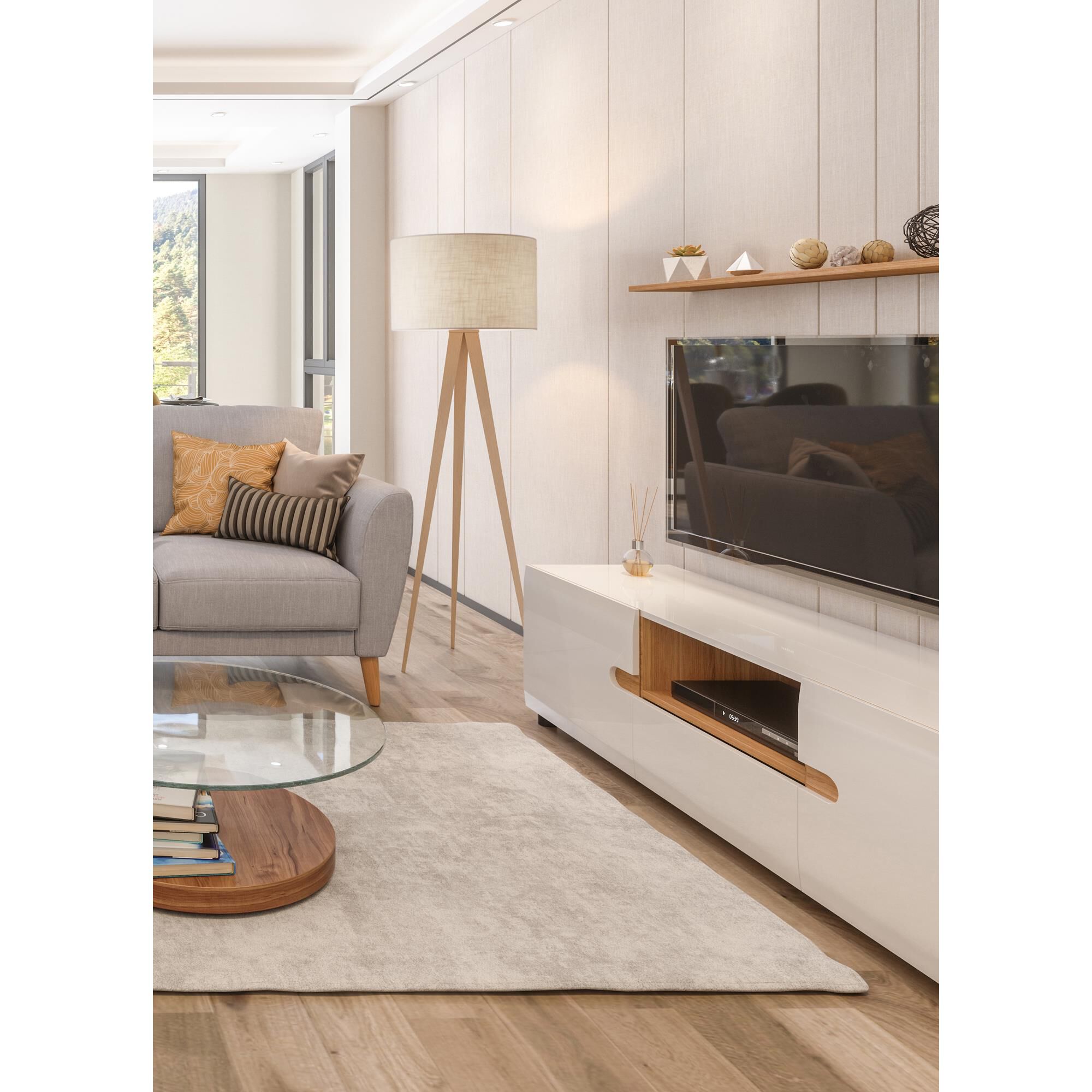 Adesso Director Floor Lamp in Natural Oak | Nebraska Furniture Mart