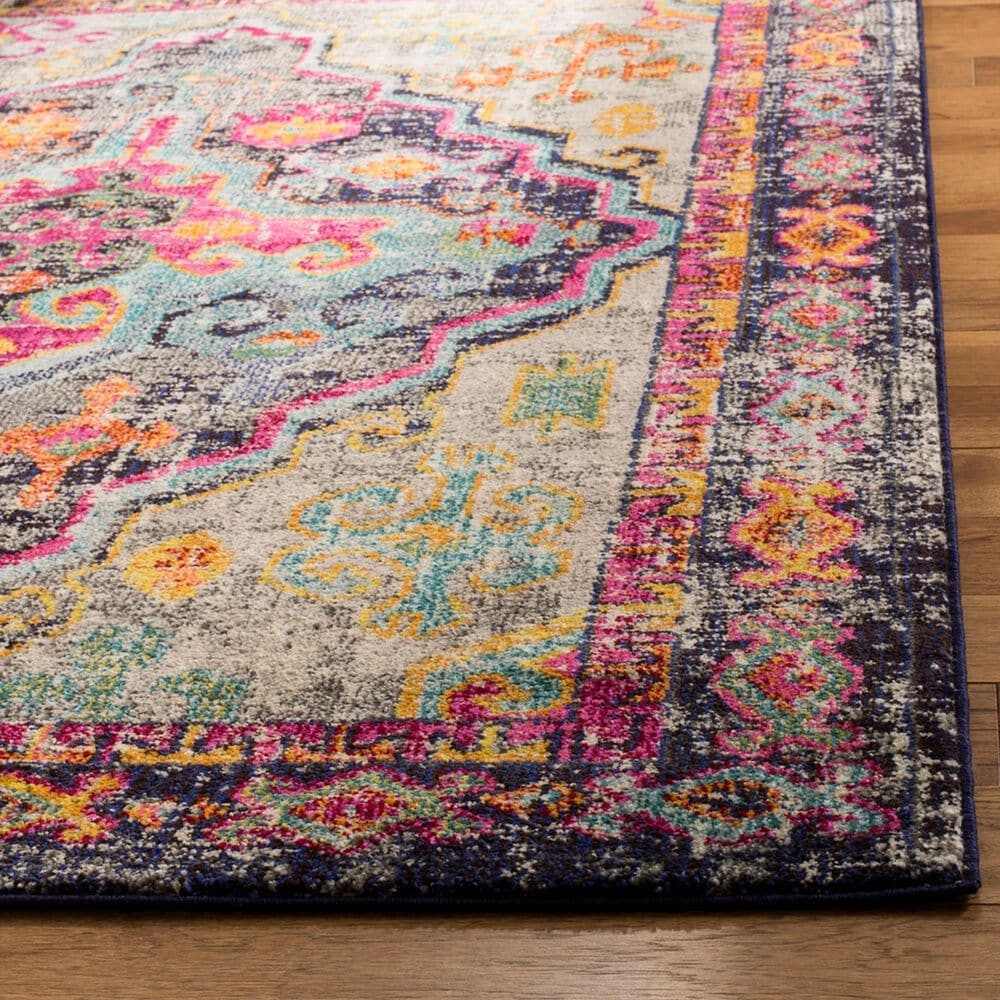Safavieh Monaco MNC247R-28 2&#39;2&quot; x 8&#39; Grey/Fuchsia Runner, , large