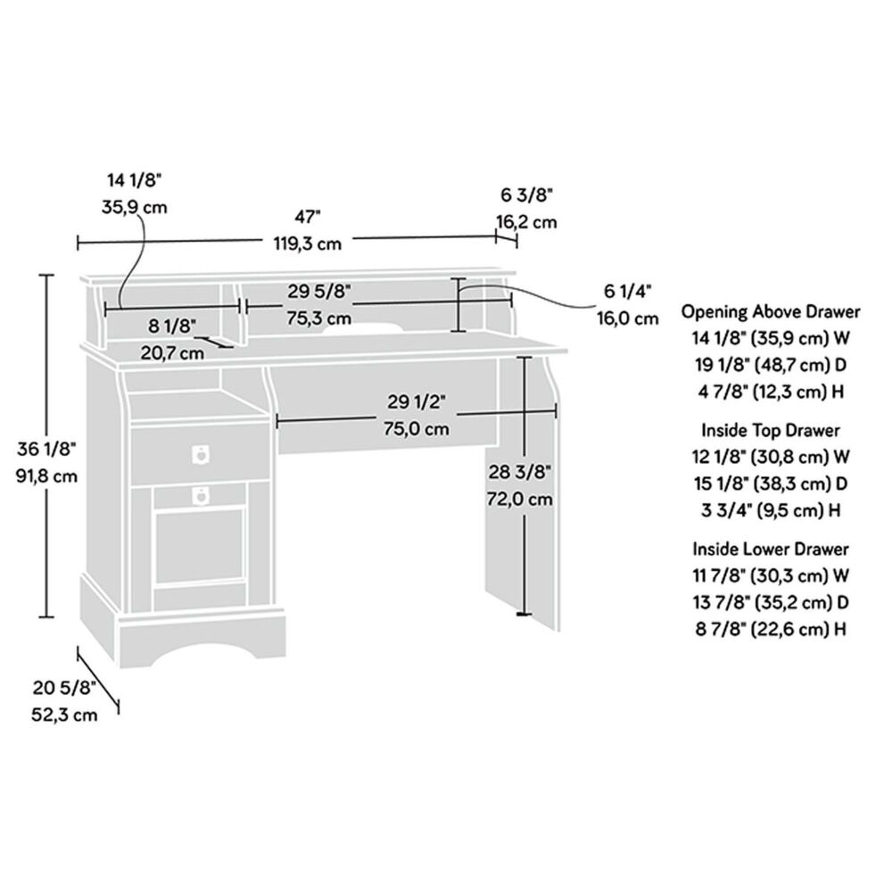 Sauder Graham Hill Writing Desk in Salt Oak, , large