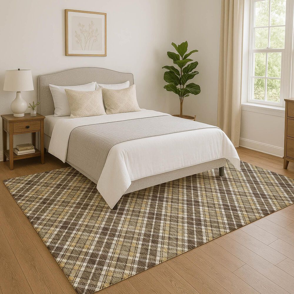 37B Soft Essentials Plaid Chocolate 8' x 10' Indoor/Outdoor Area Rug, , large