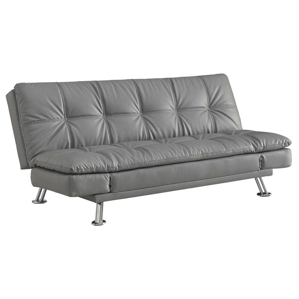 Pacific Landing Dilleston Convertible Sofa with Silver Leg in Dark Grey, , large
