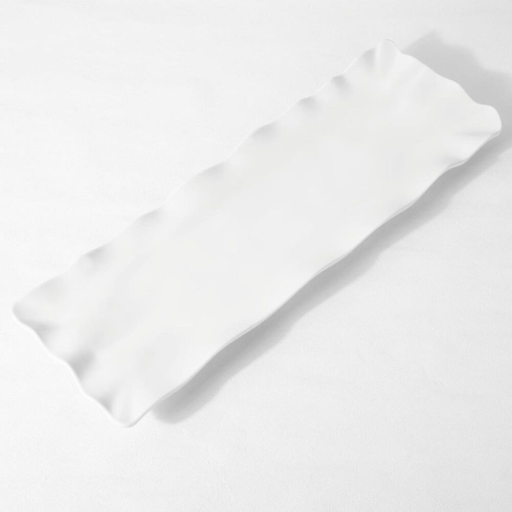 Supreme Melamine 20.75" Ruffle Rectangular Serving Tray in White, , large