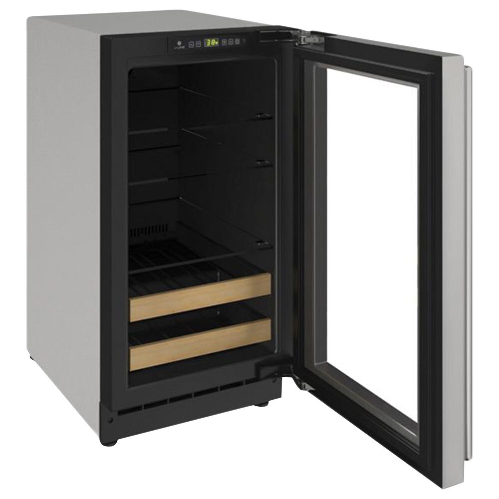U-Line 18&quot; Glass Door Beverage Center in Stainless Steel, , large