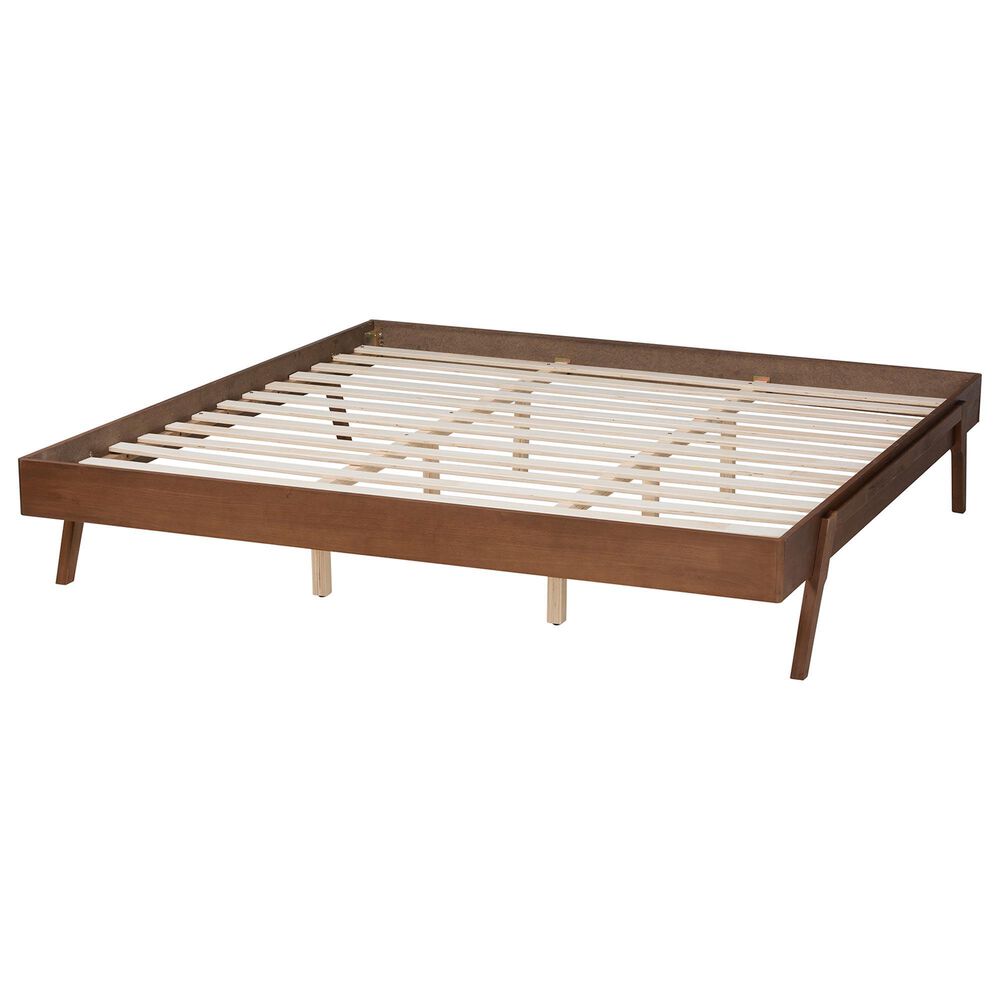 Baxton Studio Sarita King Platform Bed Frame in Ash Walnut, , large