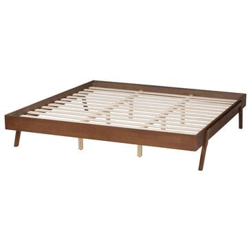 Baxton Studio Sarita King Platform Bed Frame in Ash Walnut, , large