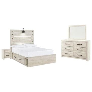 Ashley Cambeck 4 Piece Full Single Storage Bed Set in Whitewash, , large